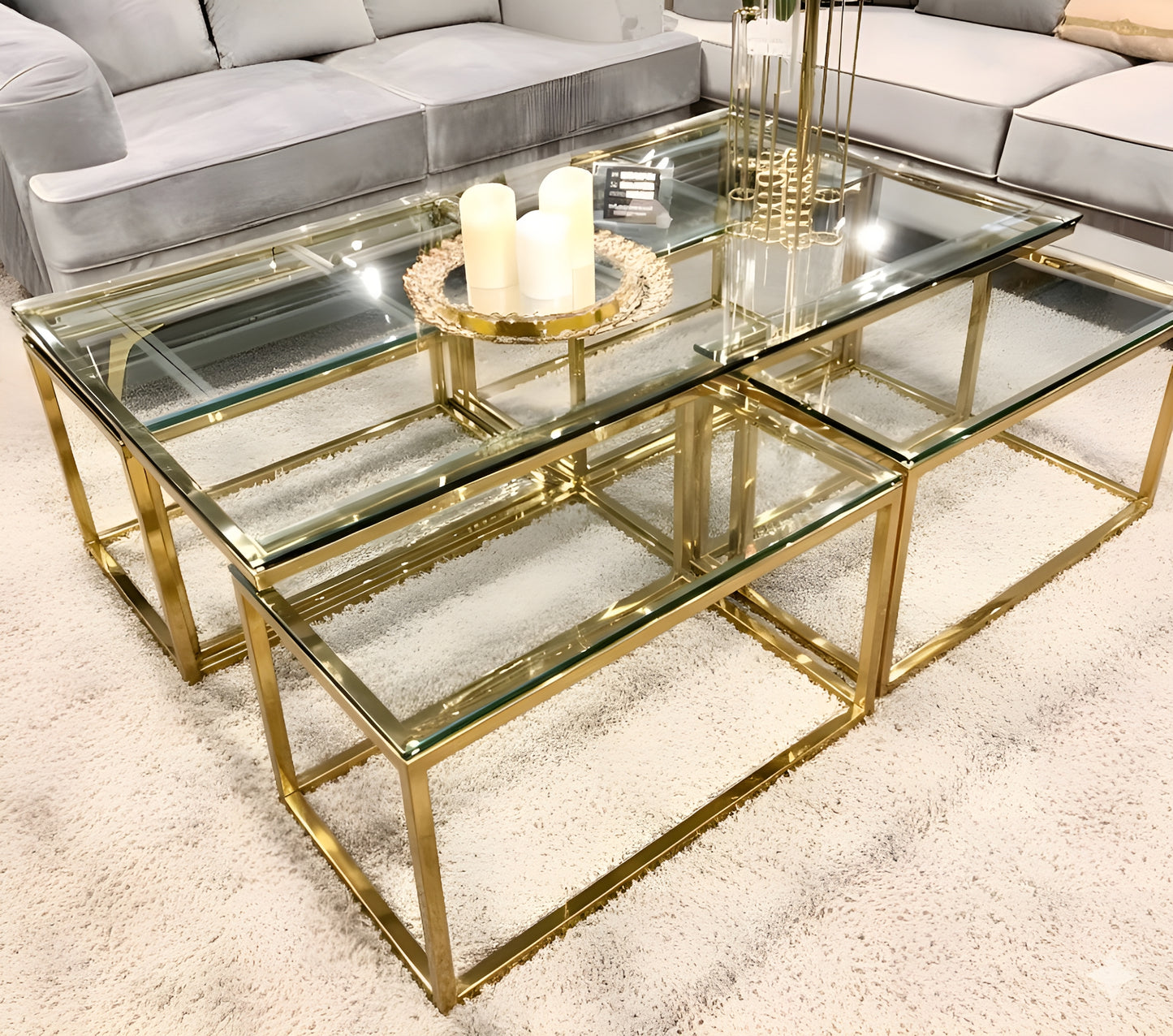 Elora Gold Nested Coffee Table Set alternate view — Casa Royale Melbourne