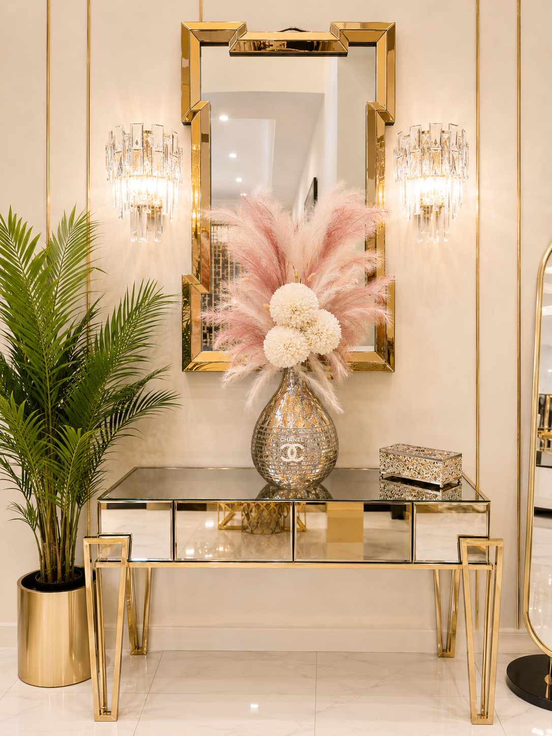 Champagne Gold Console Table