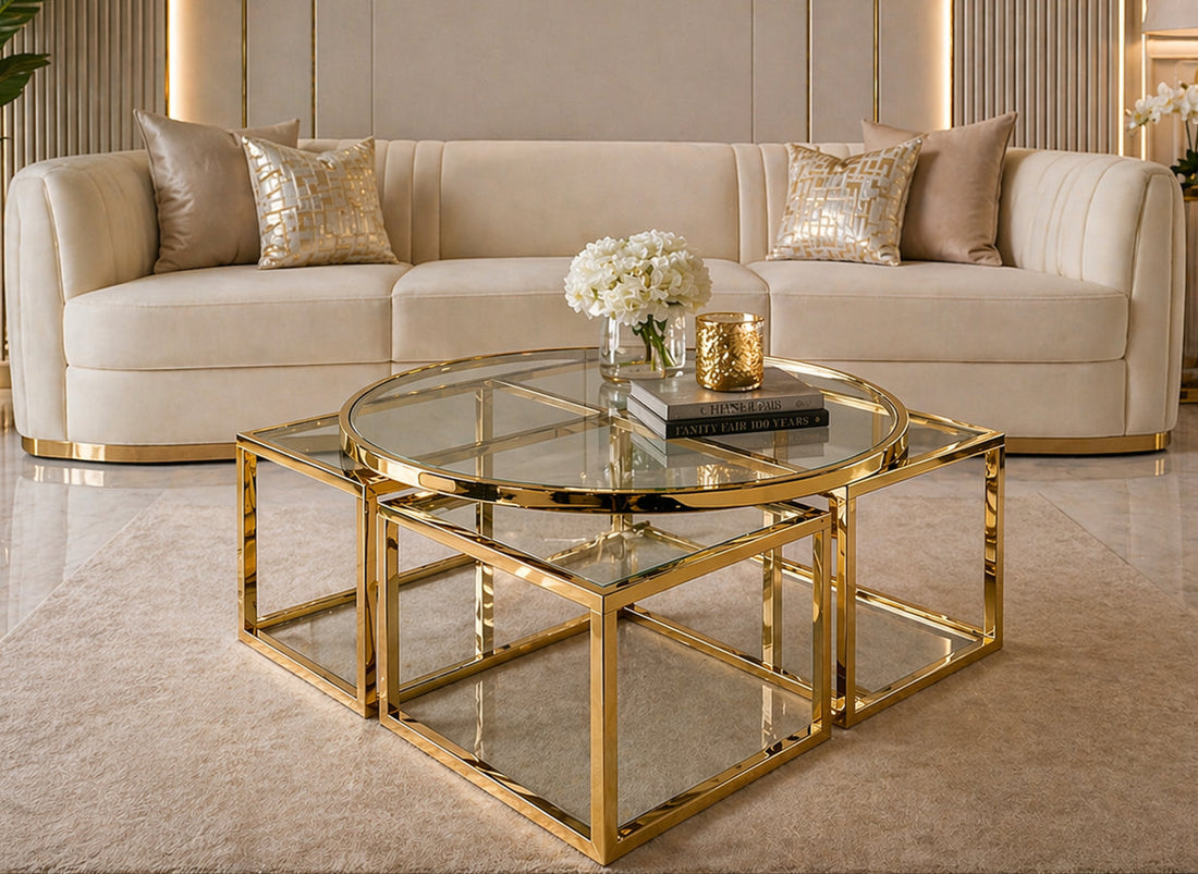 Roma nested coffee table set in a luxury living room - Casa Royale Melbourne