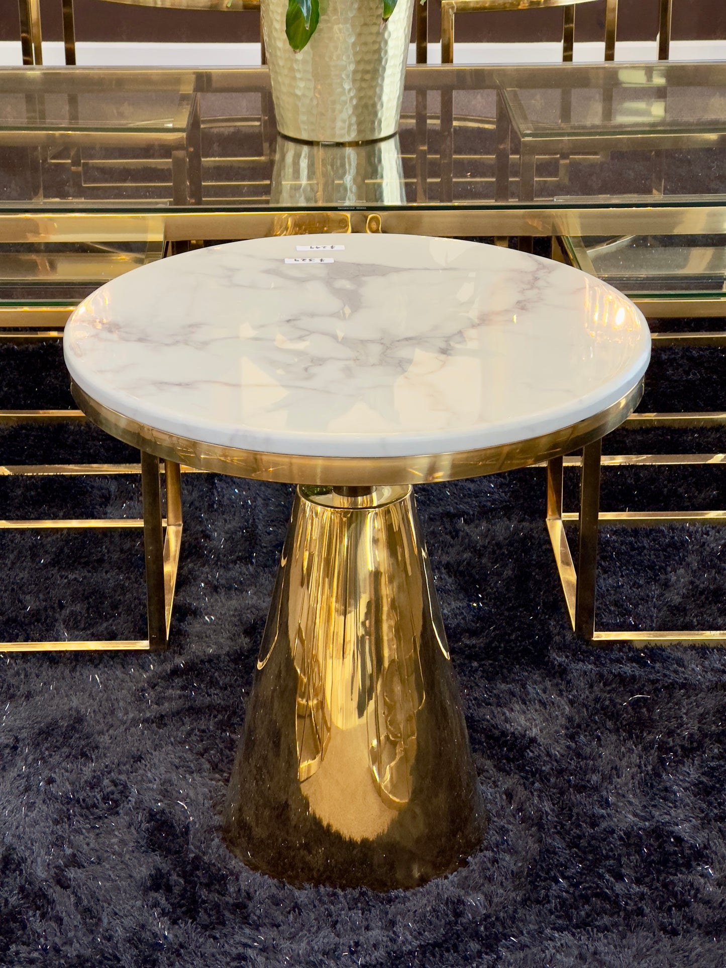 Gold Side Table with White Sintered Marble top — Casa Royale Melbourne