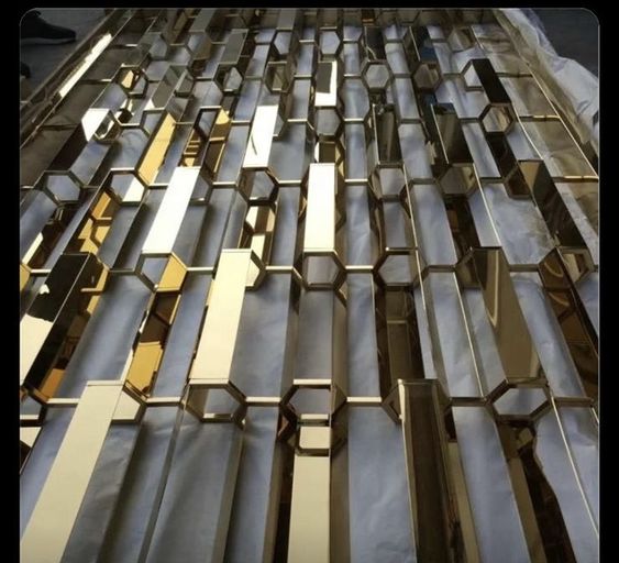 Luxurious Partition Grill / Room Dividers - H 2680 x W 700 - Gold alternate view 2 — Casa Royale Melbourne