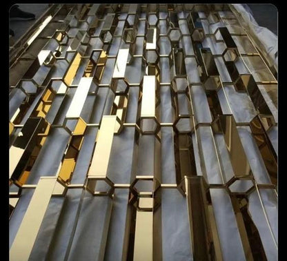 Luxurious Partition Grill / Room Dividers - H 2680 x W 700 - Gold alternate view 2 — Casa Royale Melbourne