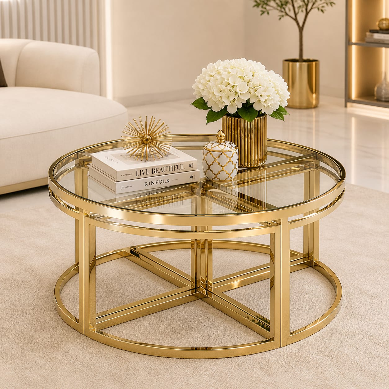 Roma Round Nesting Coffee Table Set alternate view — Casa Royale Melbourne