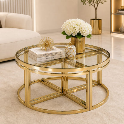 Roma Round Nesting Coffee Table Set alternate view — Casa Royale Melbourne