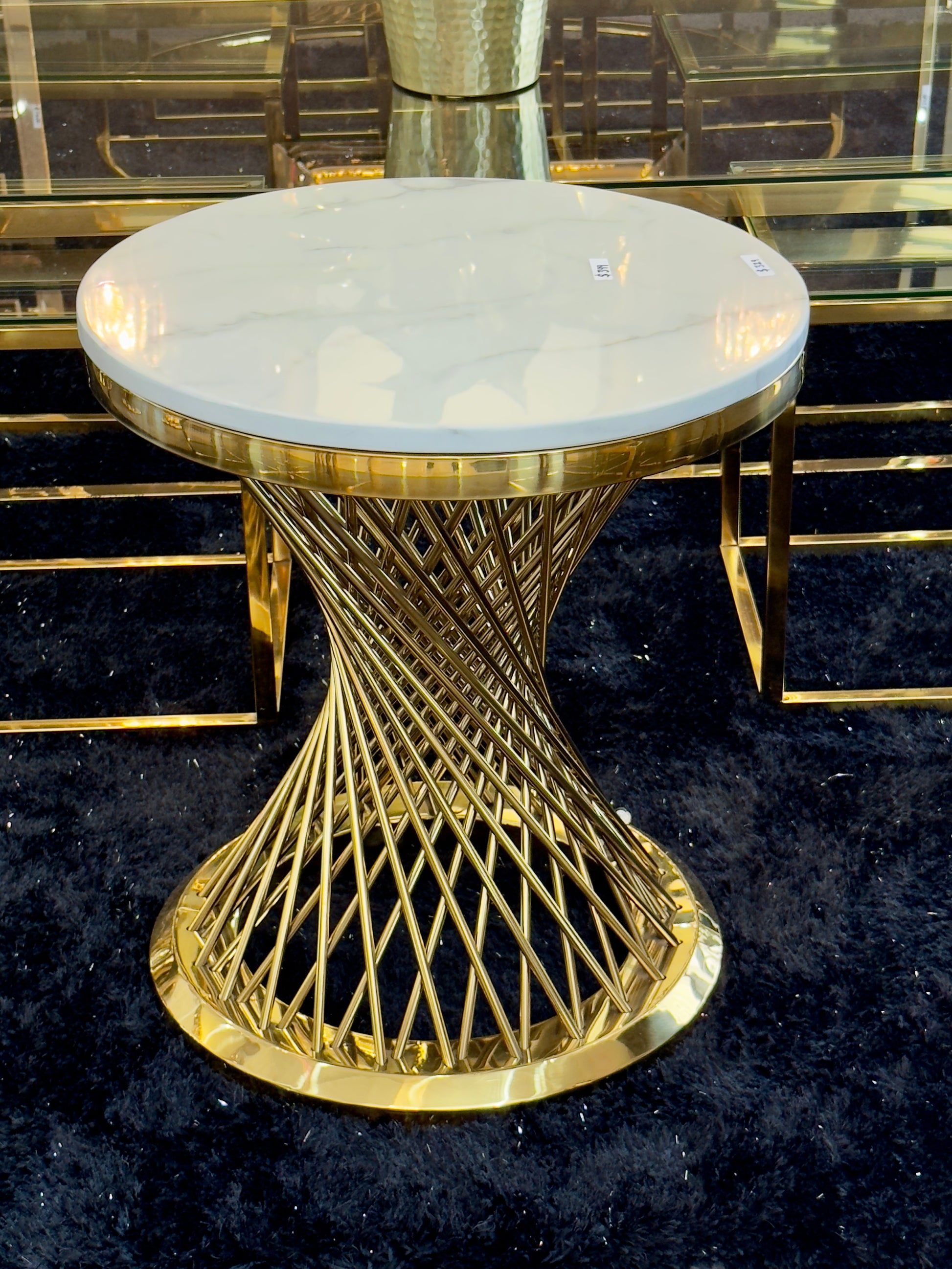 Round Side Table with white sintered Marble — Casa Royale Melbourne