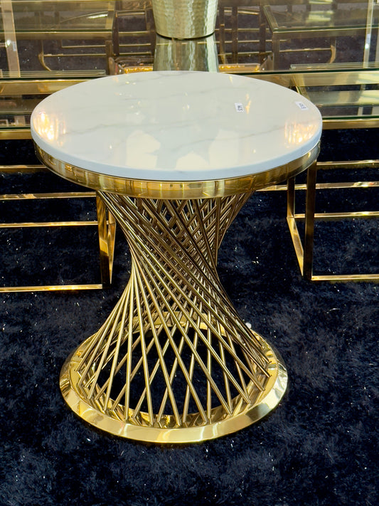 Round Side Table with white sintered Marble — Casa Royale Melbourne