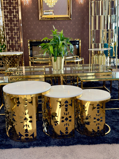 3 Piece Nested Side Tables with Sintered Marble top alternate view 2 — Casa Royale Melbourne