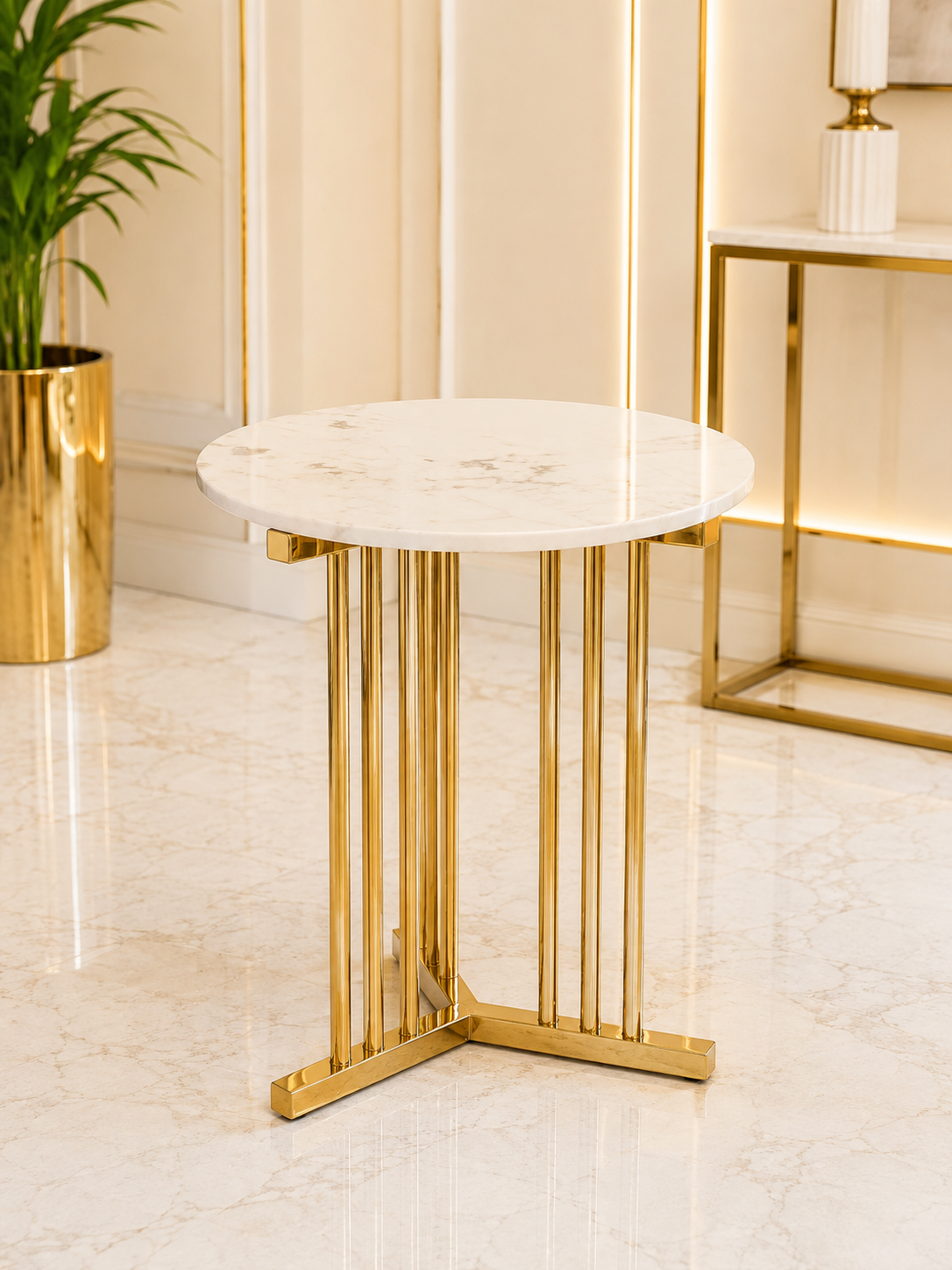 Oval side table for sofa and lounge settings