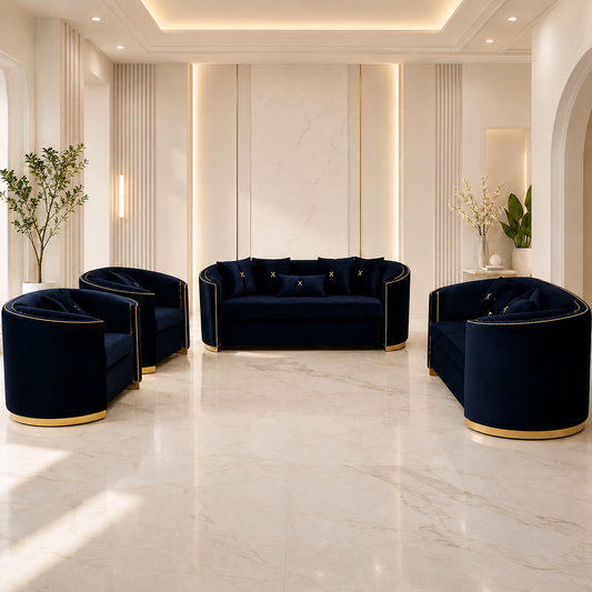 Versailles Azure dark blue luxury sofa set at Casa Royale Melbourne