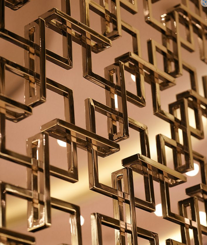 Rose gold geometric room divider design 2680 x 700mm
