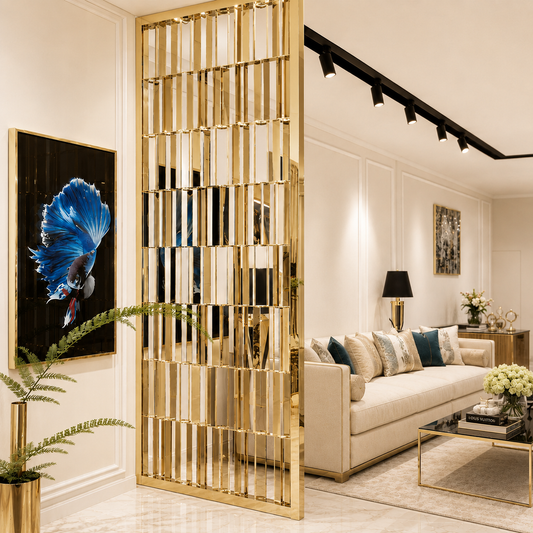 Gold stainless steel room divider 2680 x 700mm