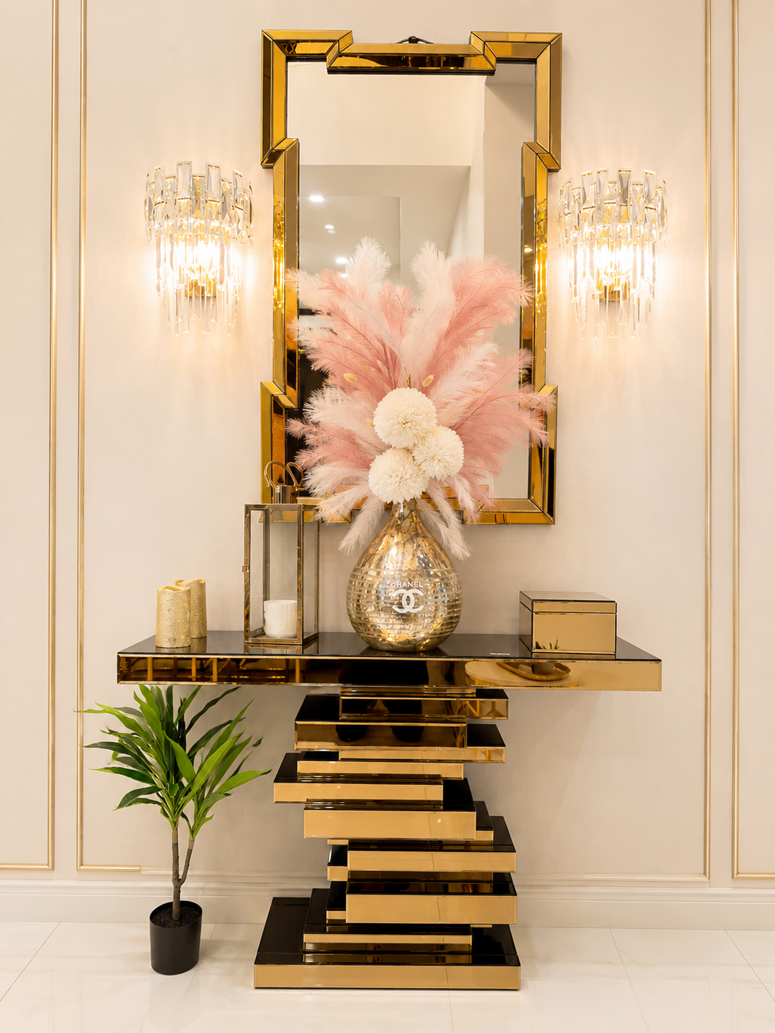 Rose Mirror Console Table